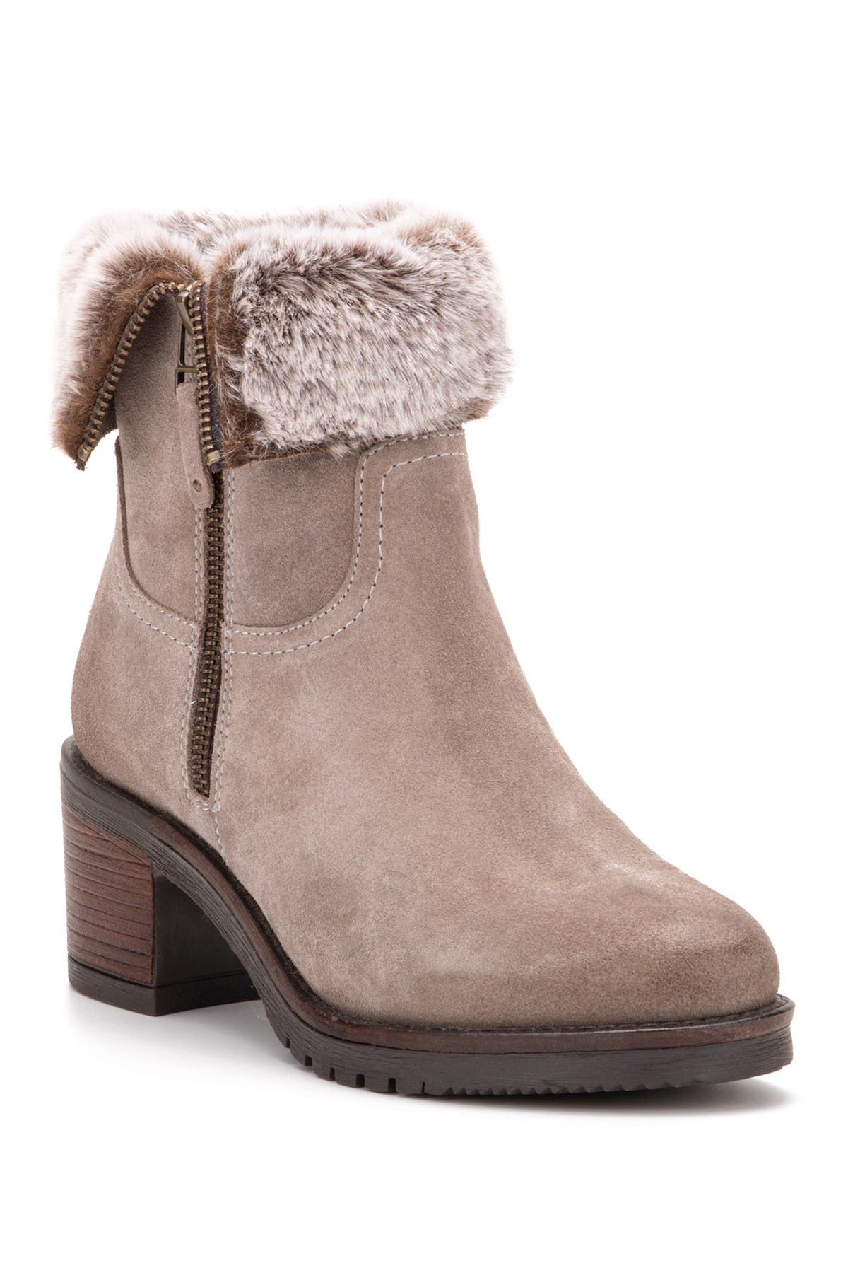 faux fur lined leather boots