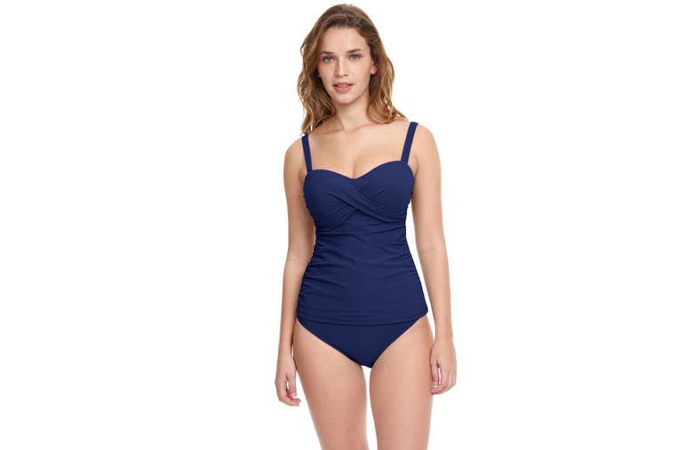 Profile By Gottex Tutti Frutti Underwire Tankini Top D-g Cups In Navy