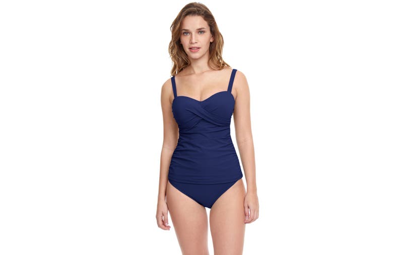 Shop Profile By Gottex Tutti Frutti D Cup Tankini Swim Top In Navy