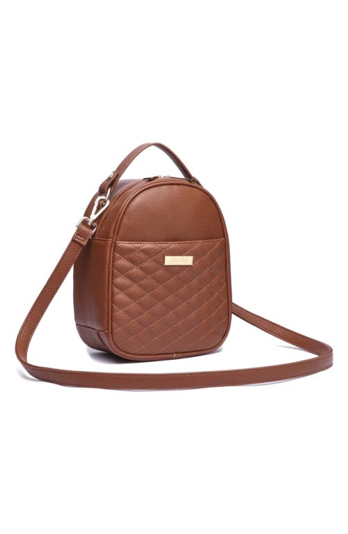 Monaco Faux Leather Snack Bag in Caramel Brown