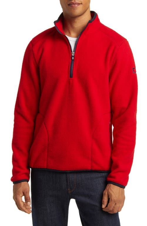 Cutter & Buck Cascade Fleece Pullover In Red/navy Blue