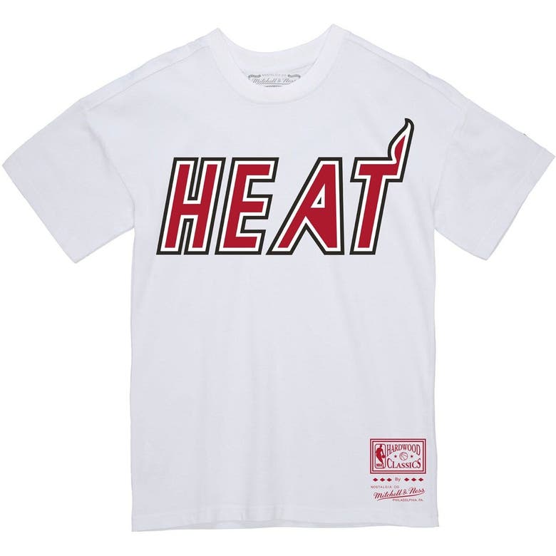 Shop Mitchell & Ness Unisex   White Miami Heat Hardwood Classics Throwback Logo T-shirt