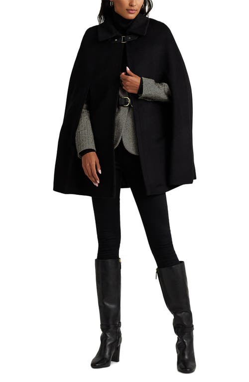 Shop Lauren Ralph Lauren Wool Blend Cape In Black