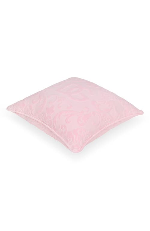 Shop Dolce & Gabbana Dolce&gabbana Dg Logo Cotton Terry Cloth Outdoor Accent Pillow In Pink