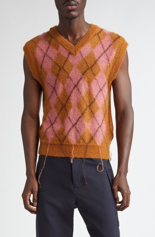 Marni Argyle Distressed Mohair Blend Sweater Vest Pink Combo at Nordstrom, Us