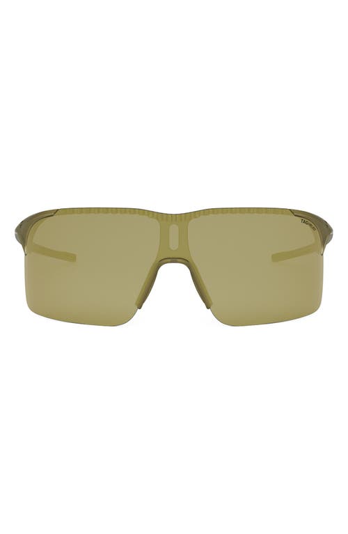 Shop Tag Heuer Vingt Sept 132mm Mirrored Mask Sunglasses In Matte Yellow/brown Mirror