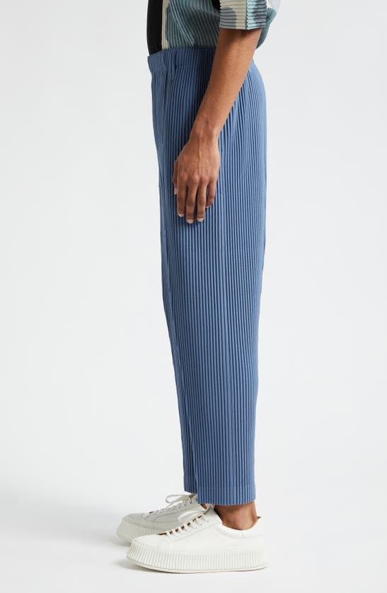 Shop Issey Miyake Compleat Pleated Trousers In Blue Gray