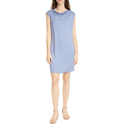 Eileen Fisher Drape Neck Shift Dress, Blue