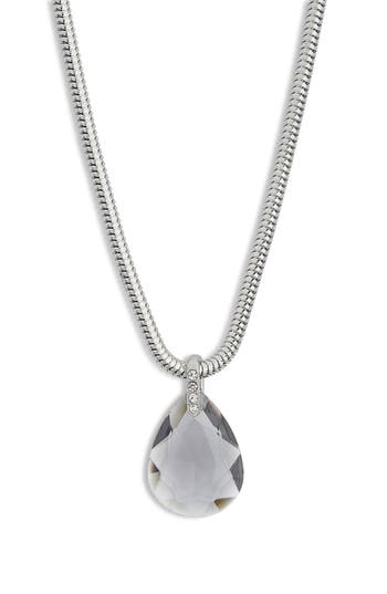 Nordstrom Rack Crystal Teardrop Pendant Necklace In Grey- Rhodium