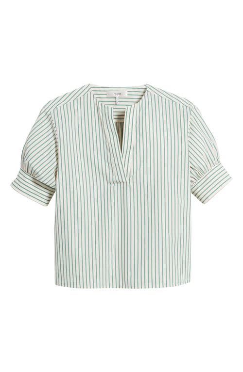 Shop Frame Stripe Cotton Popover Top In Green Gem Multi