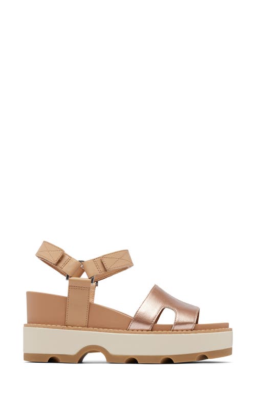 Sorel Joanie Iv Ankle Strap Platform Wedge Sandal In Honest Beige/gum