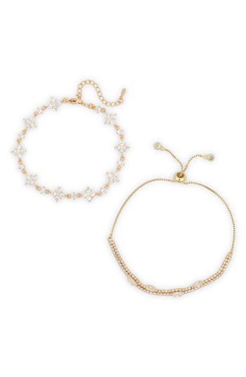 Eye Candy Los Angeles Set Of 2 Mila Cubic Zirconia Bracelets In Gold