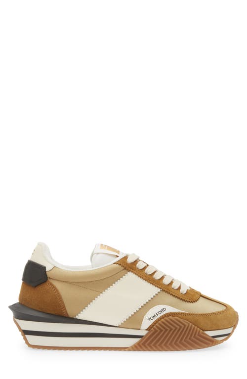 Shop Tom Ford James Mixed Media Low Top Sneaker In Biscuit/sand/cream