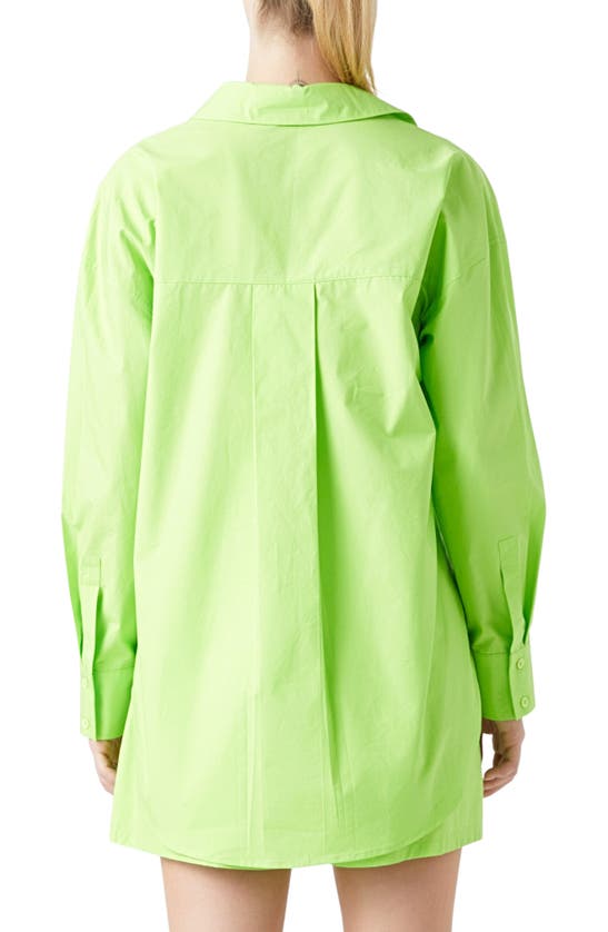 Shop Grey Lab Oversize Cotton Button-up Shirt In Lime