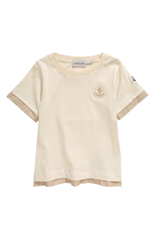 Moncler Kids' Layered Embroidered Logo Cotton T-Shirt Antique White at Nordstrom,