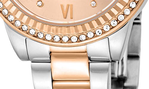 Roberto Cavalli Two-tone Crystal Bracelet Watch, 30mm In Two Tone Silver And Rose Gold