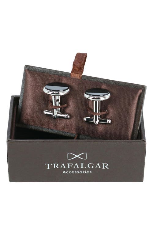 Shop Trafalgar Sutton Onyx Cuff Links In Silver