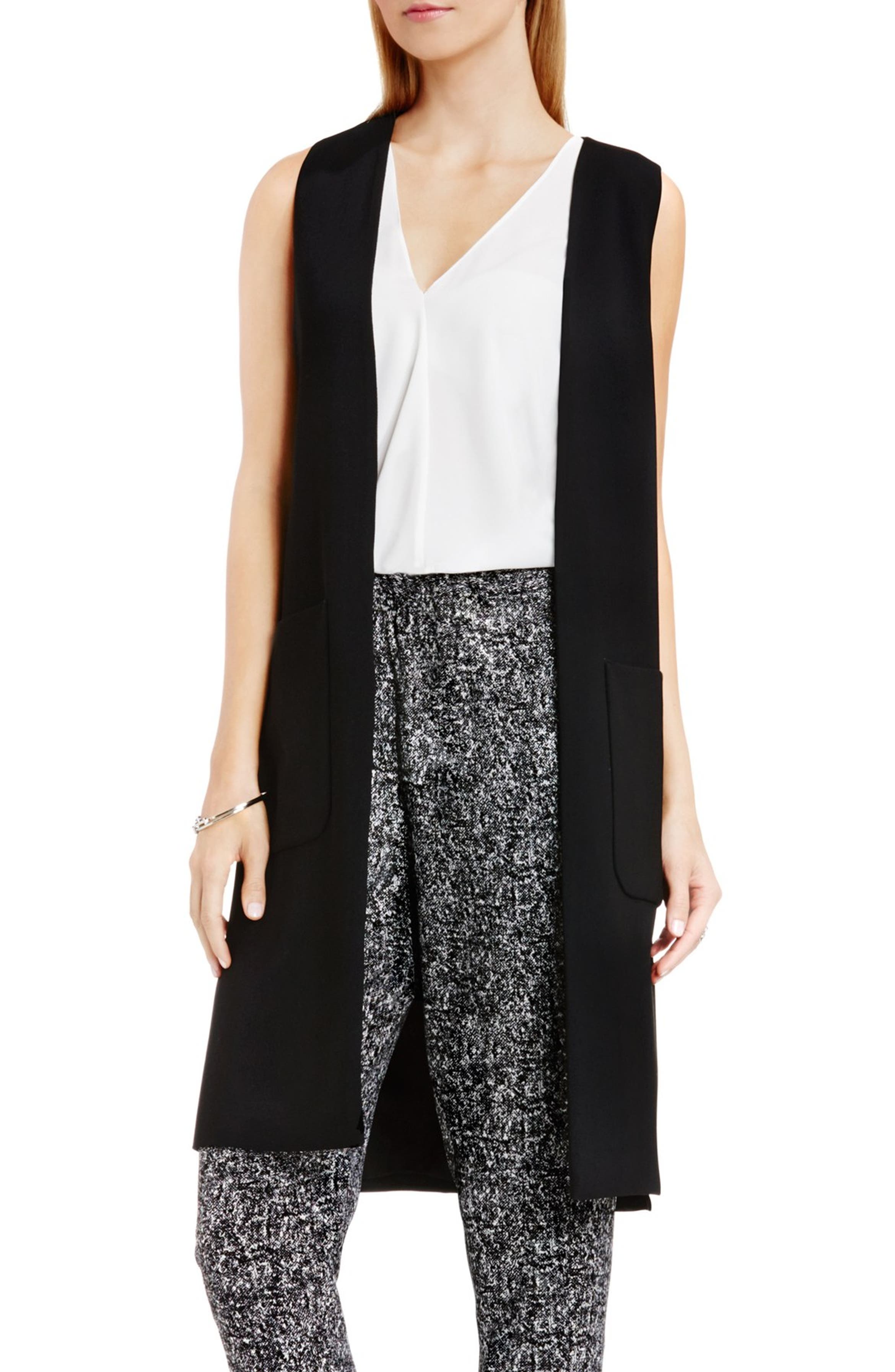 Vince Camuto Patch Pocket Open Front Long Vest | Nordstrom