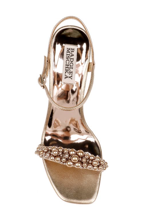 Shop Badgley Mischka Collection Caitlyn Metallic Satin Sandal In Bronze
