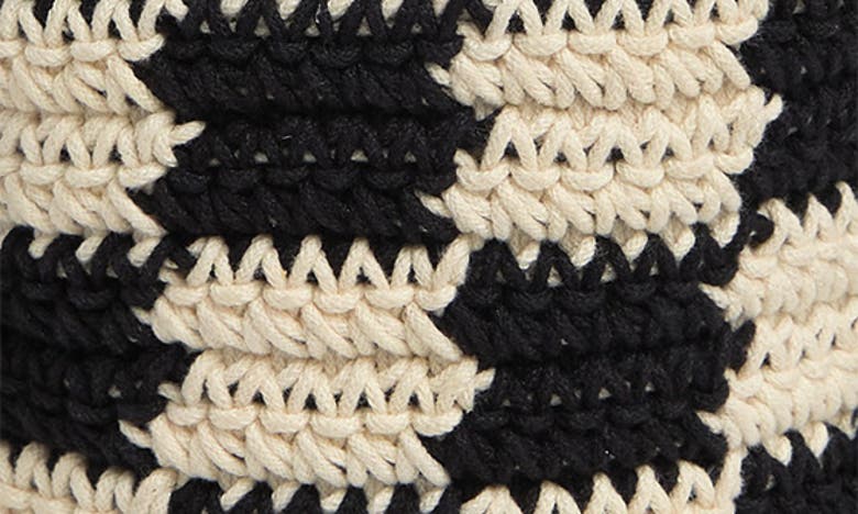 Clare V Poche Crochet Crossbody Bag In Black And Cream Checker