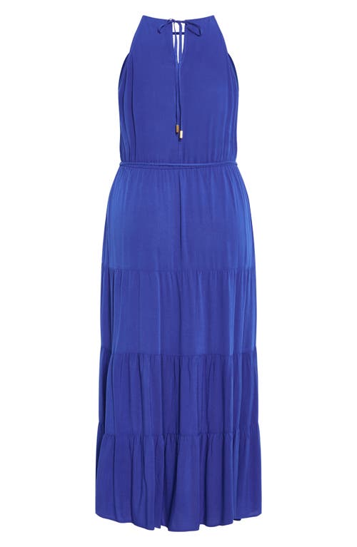 Shop City Chic Stacey Keyhole Tiered Maxi Dress In Marine