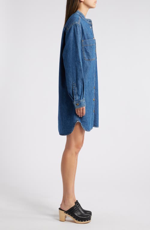 Shop Frame Long Sleeve Denim Mini Shirtdress In Boy Blue