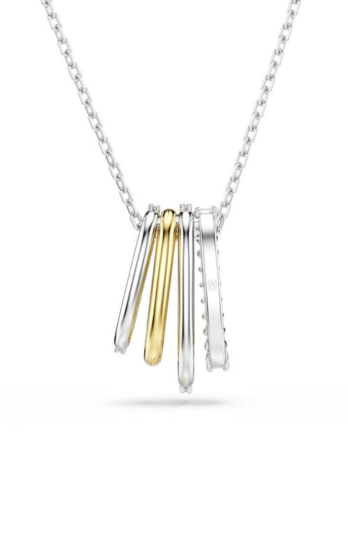 Swarovski Womens White Hyperbola Yellow Gold-tone And Rhodium-plated Zirconia Pendant Necklace In Silver