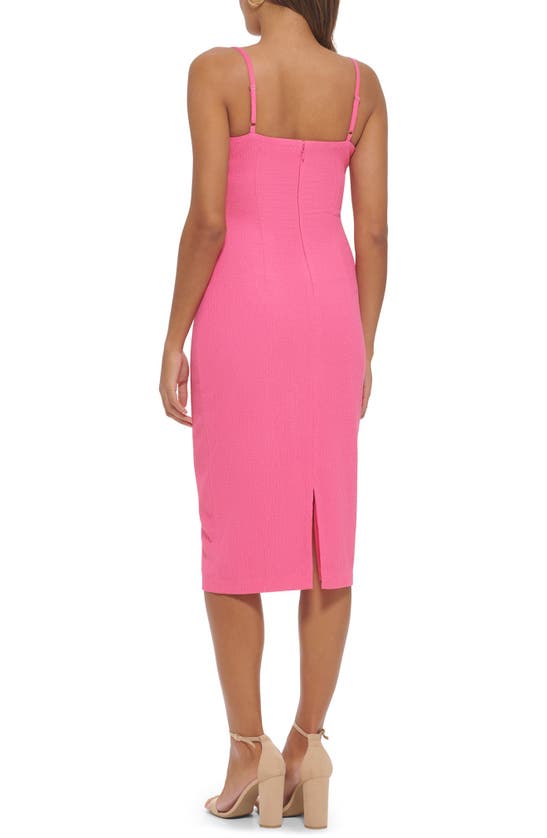 Shop Guess Sweetheart Side Cutout Midi Dress In Pink