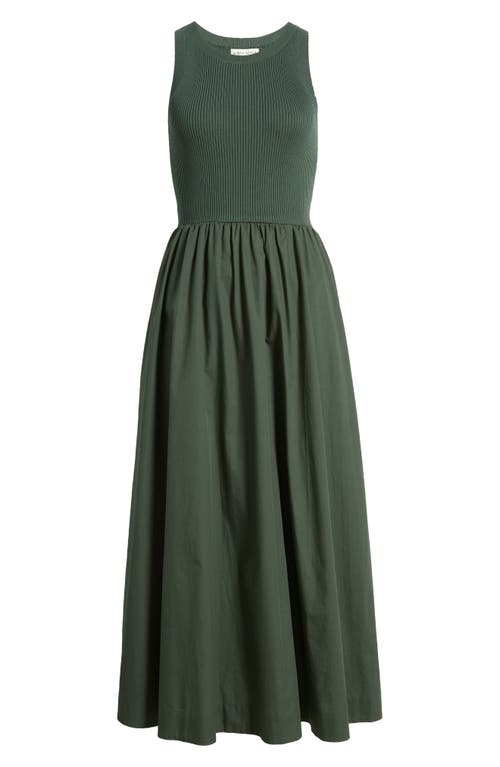 Shop Moon River Mixed Media Sleeveless Sundress In Dark Green