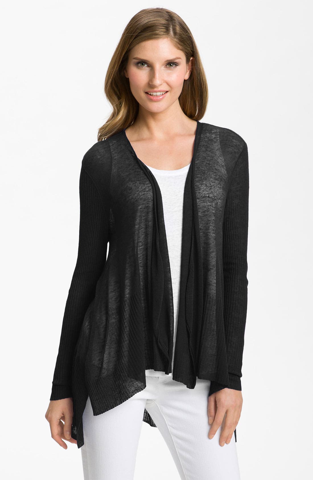 Eileen Fisher Sheer Drape Front Cardigan Nordstrom