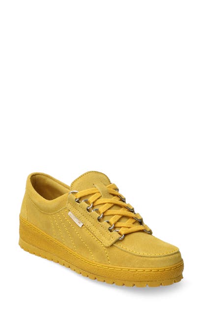 Mephisto Lady Low Top Sneaker In Yellow Velour Suede