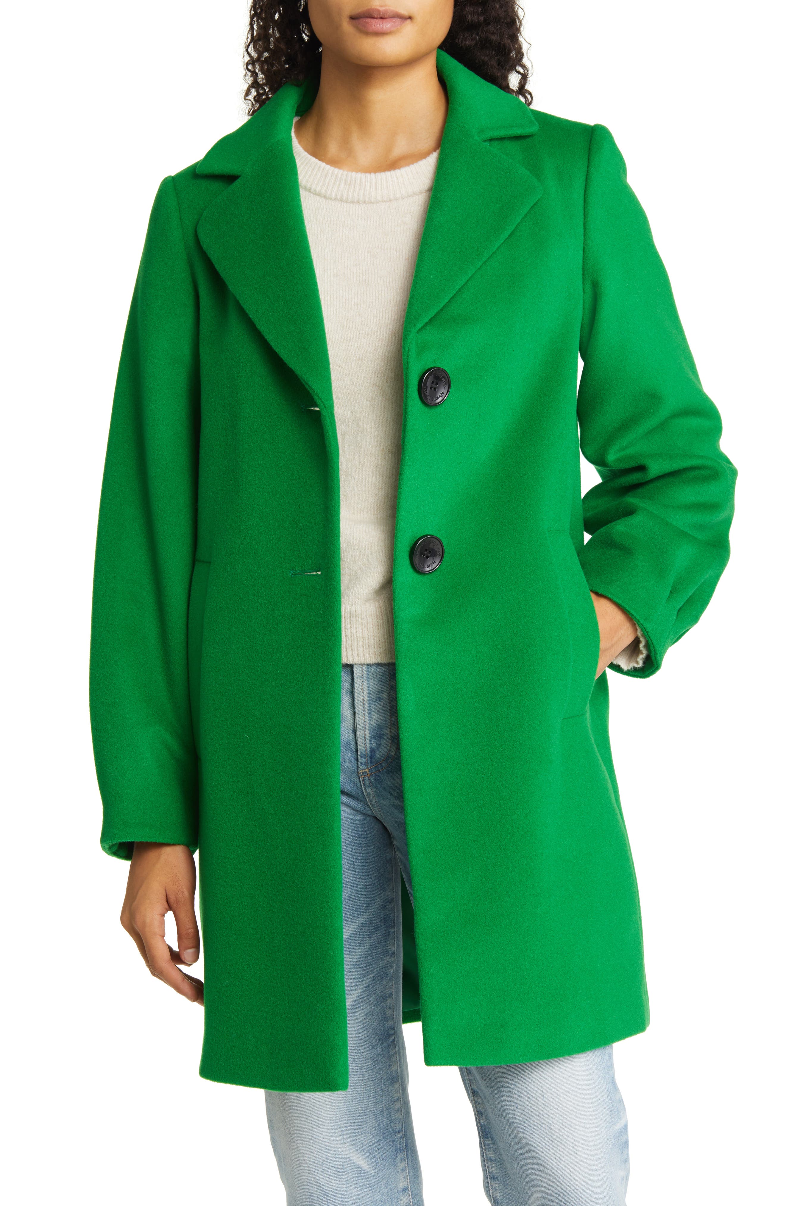 green hooded wool coat