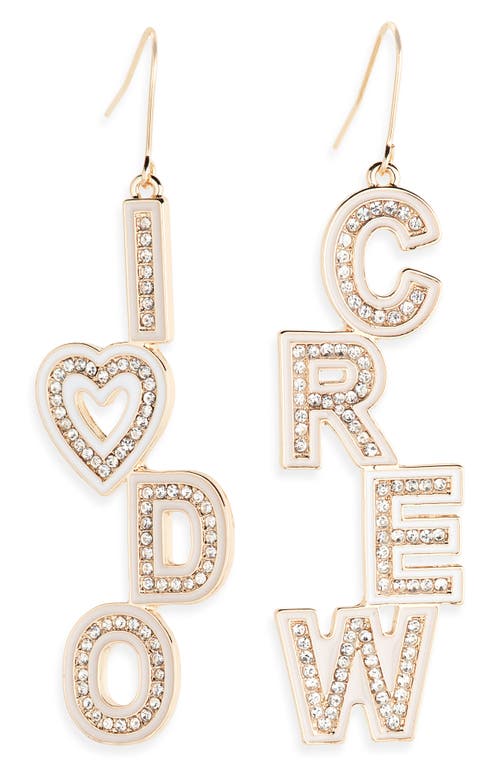 Shop Leith Mismatched 'i Do Crew' Linear Drop Earrings In Neutral- Clear- Gold
