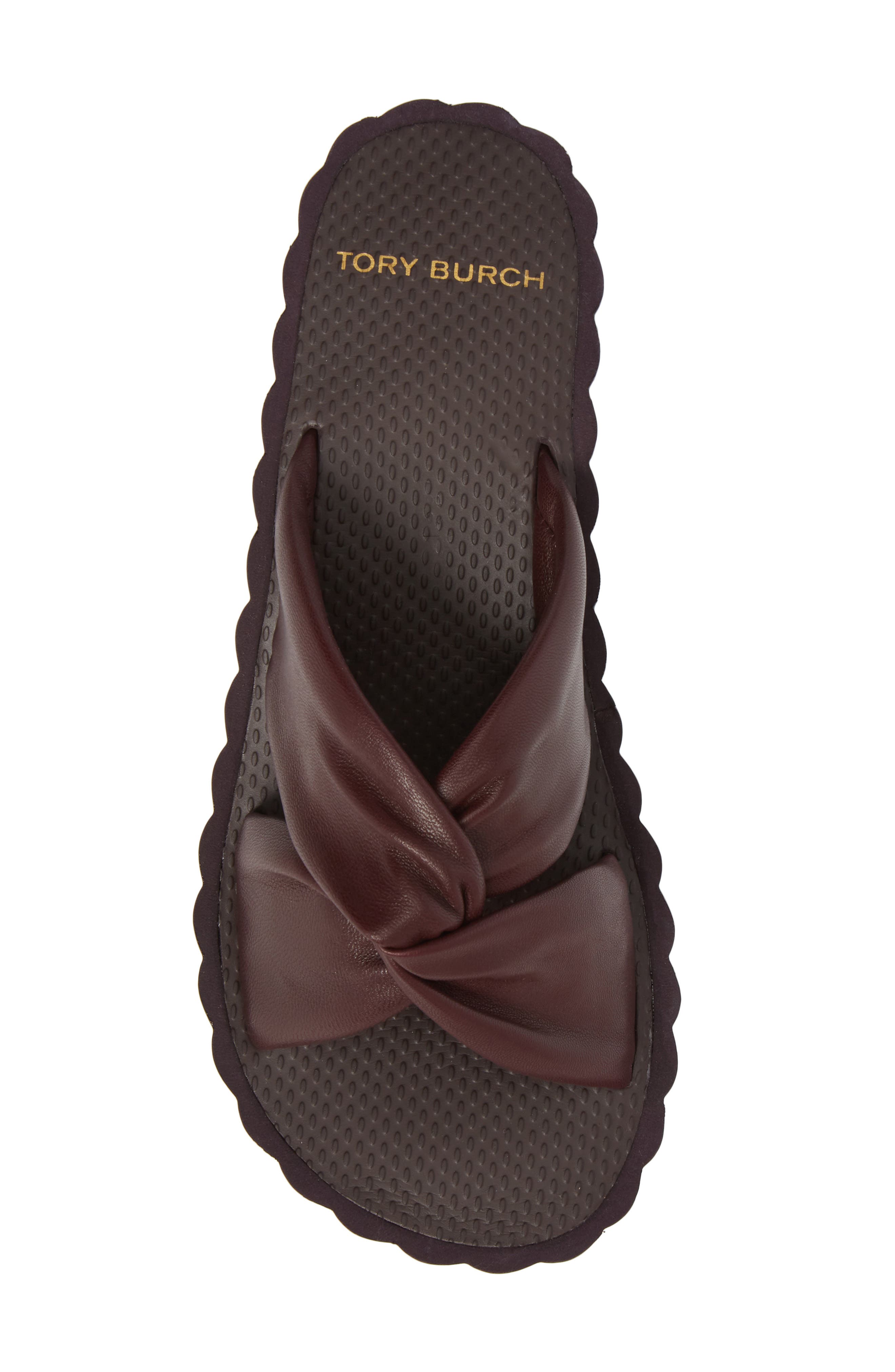 tory burch knotted scallop wedge slide