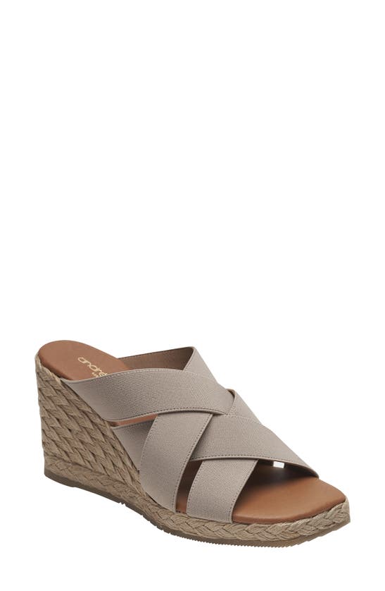 Shop Andre Assous Rachel Woven Strap Wedge Sandal In Taupe