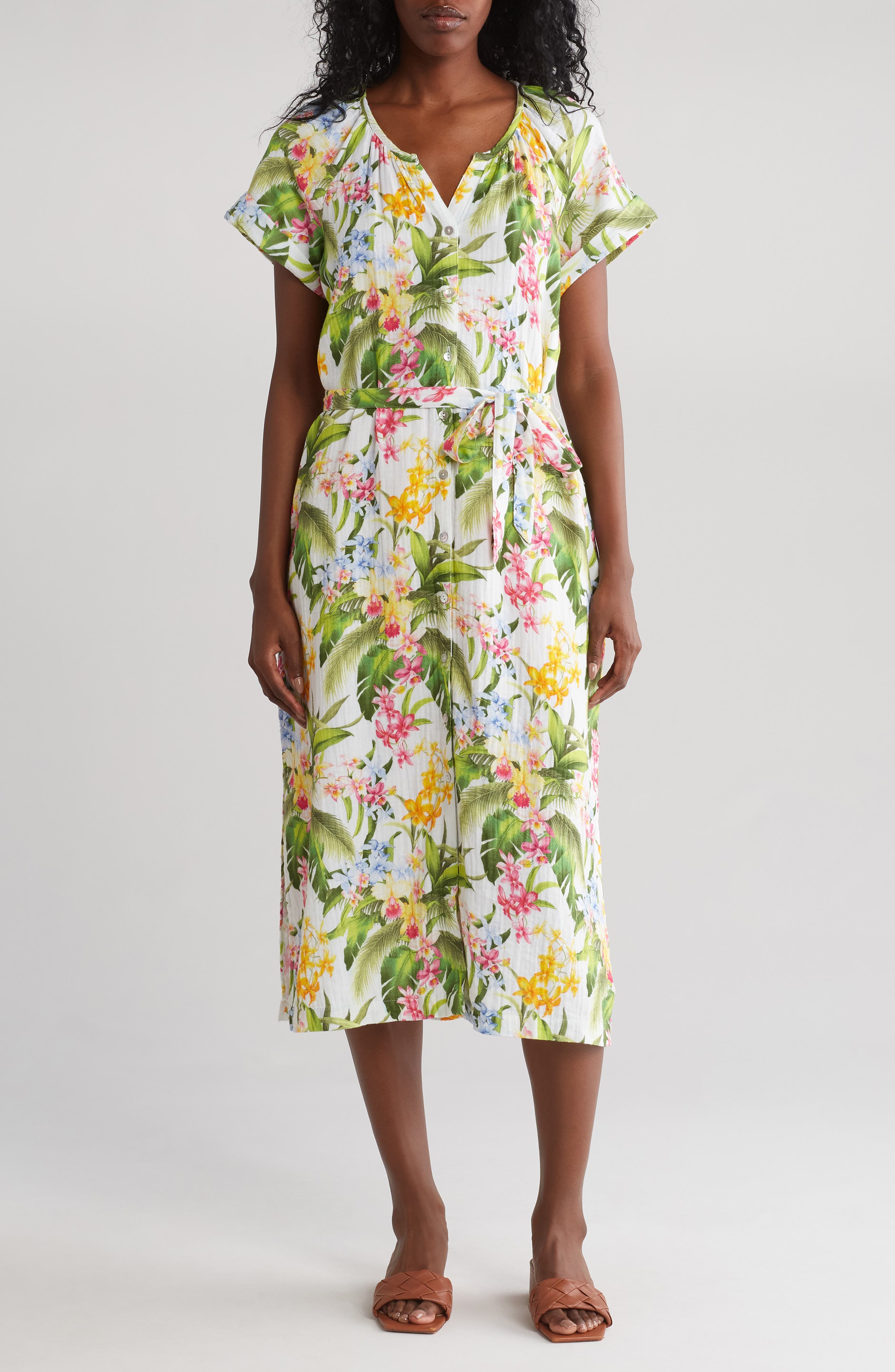 Tommy Bahama Breezy Blooms Tie Waist Midi Dress | Nordstromrack