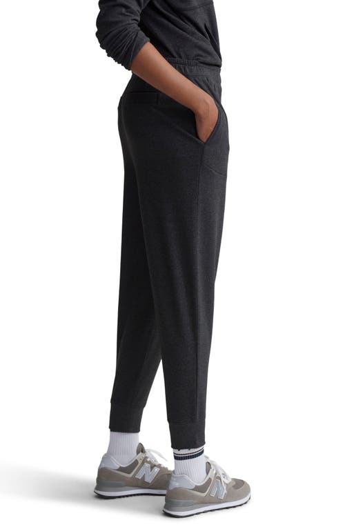 Shop Varley Brushed Rib Knit Slim Joggers In Black Marl