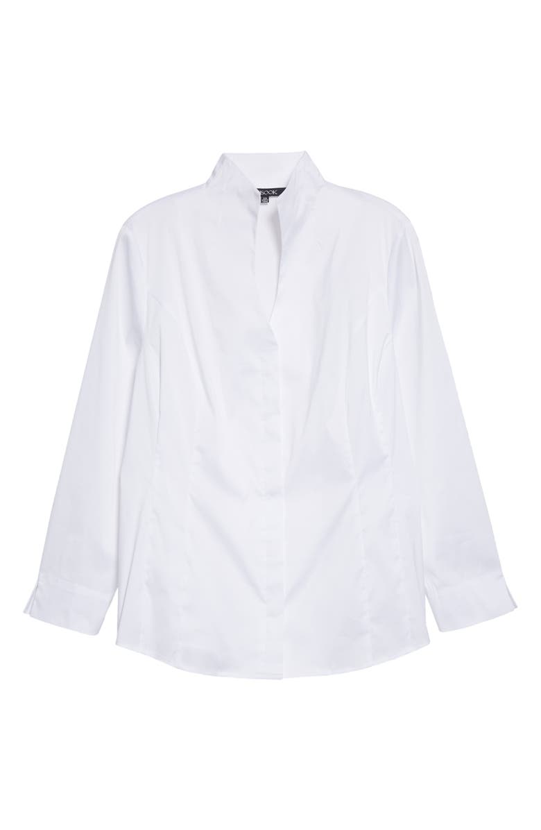 Misook Split Neck Poplin Blouse | Nordstrom