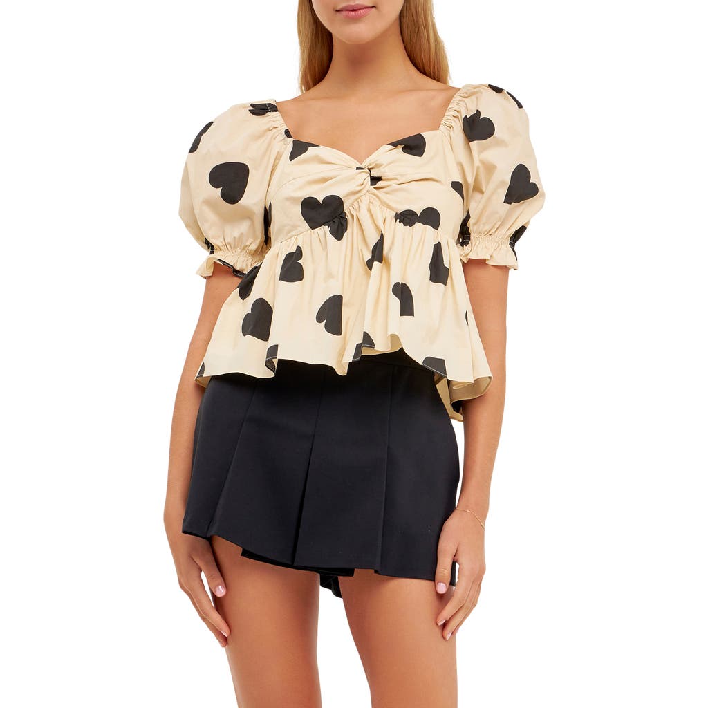 English Factory My Heart Is Set On You Top In Beige In Beige/black