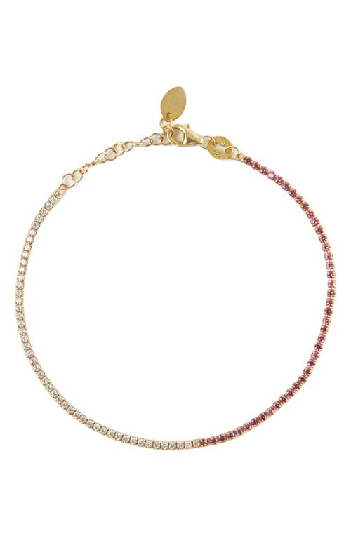 Cubic Zirconia Tennis Bracelet in Gold/pink