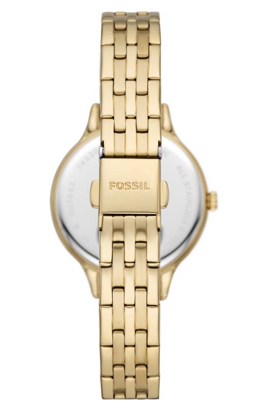Fossil Laney Cz Embellished Three-hand Quartz Bracelet Watch, 34mm In Gold