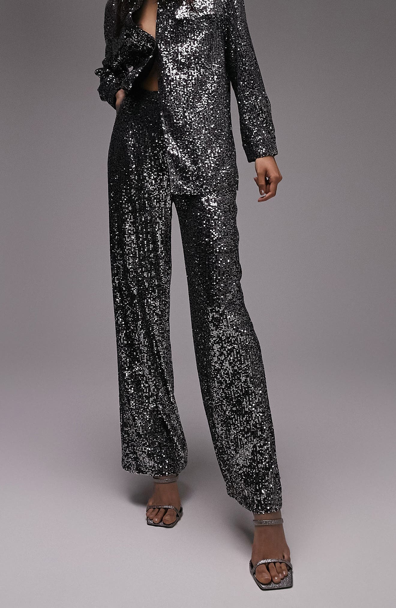 womens sequin trouser suit