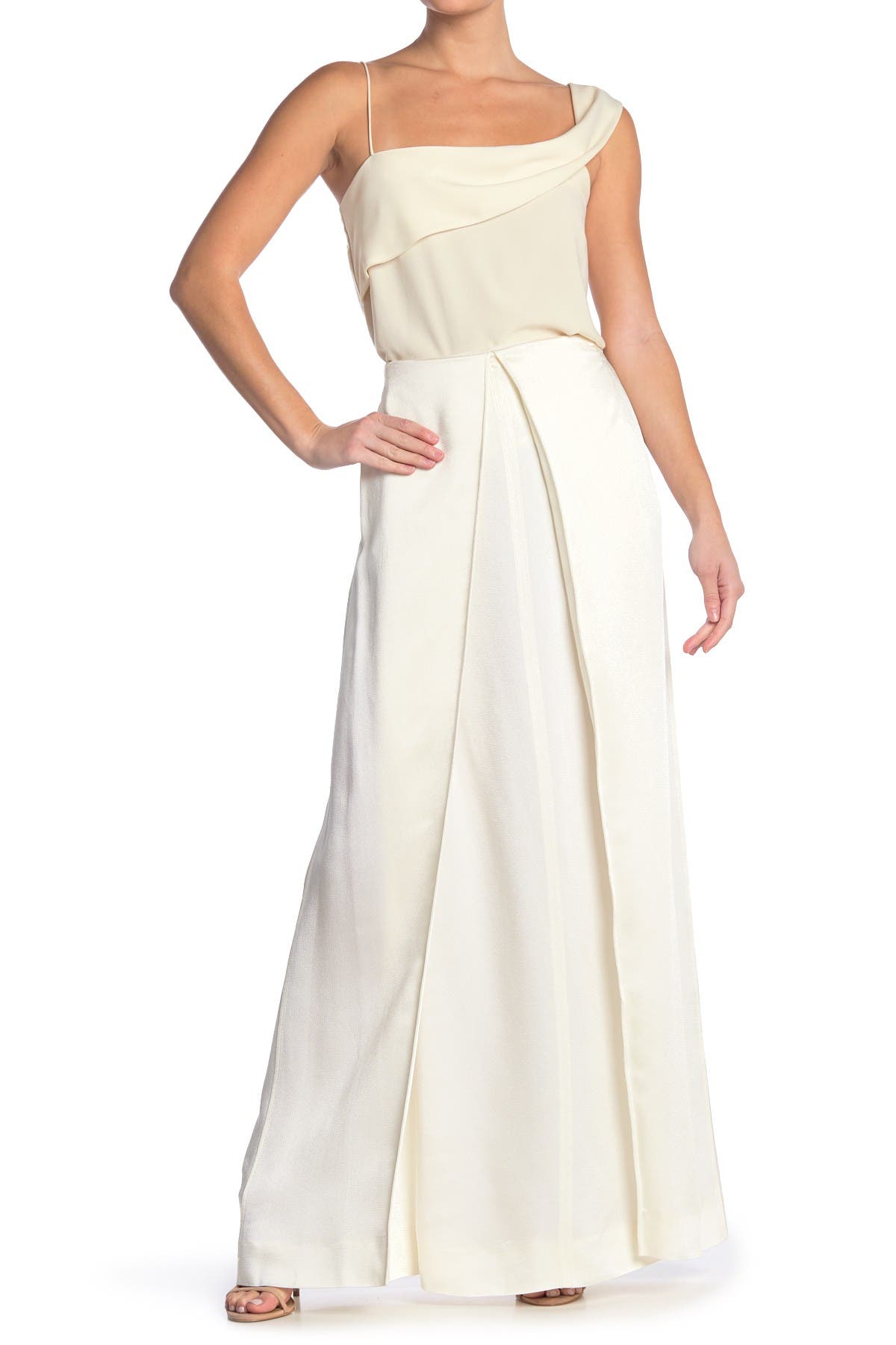 high waisted pleated chiffon maxi skirt