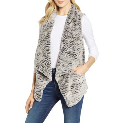 Wit & Wisdom Drape Faux Fur Vest, Grey (Nordstrom Exclusive)