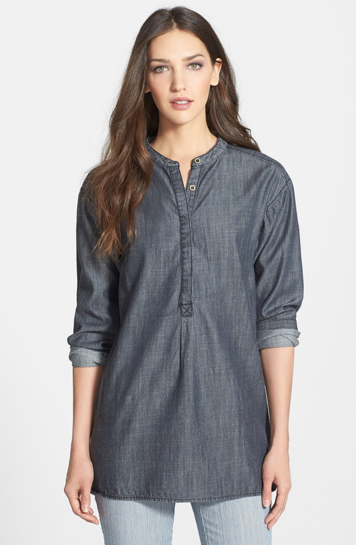 Eileen Fisher The Fisher Project Chambray Henley Tunic Top | Nordstrom