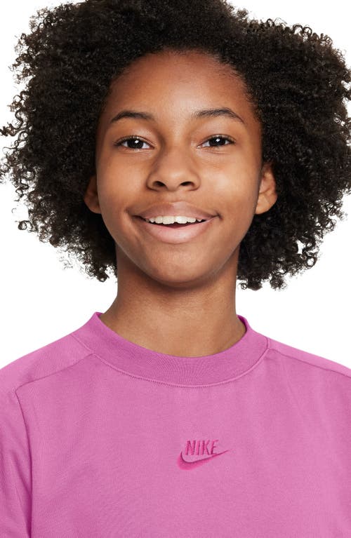 Shop Nike Kids' Sportswear Cotton Crop T-shirt In Playful Pink/active Fuchsia