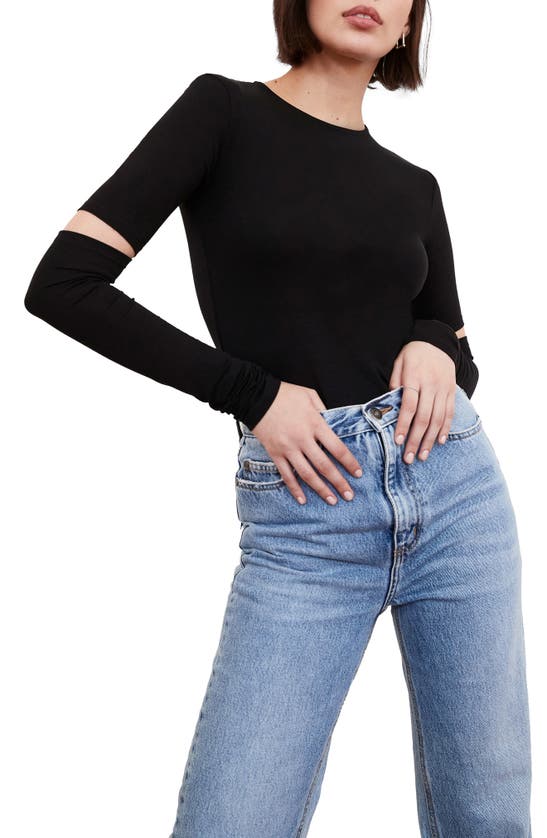 Shop Marcella Indra Cutout Sleeve Top In Black