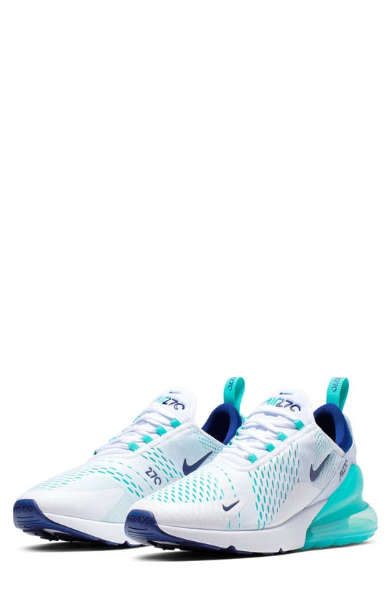 Nike Air Max 270 Sneaker In White/ Hyper Jade/ Blue