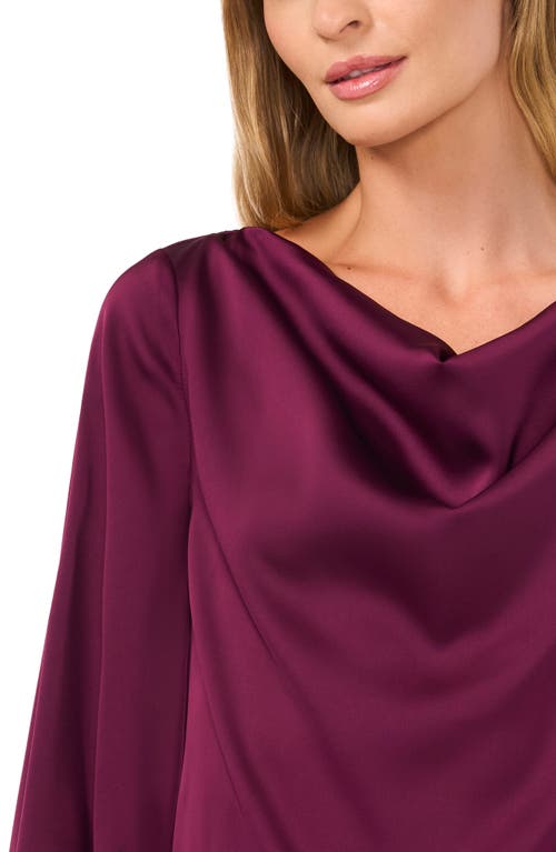 Cece Cowl Neck Charmeuse Top In Pickled Beet Burgundy
