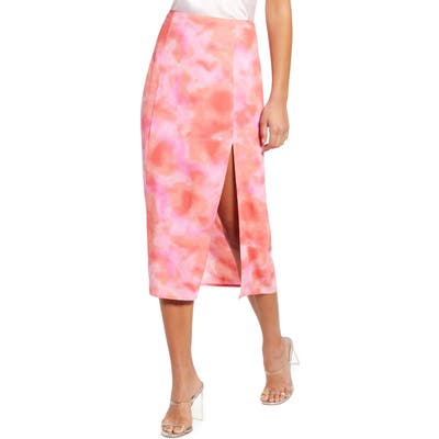 Leith Midi Skirt With Slit, Coral